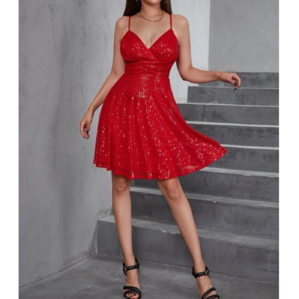 Luxe party holidays sequins mini dress - Picture 4 of 16
